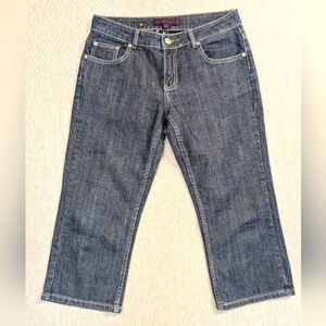 Vertigo Jeans Capris Women's 29 Dark Wash Blue Denim Embroidered Embellished